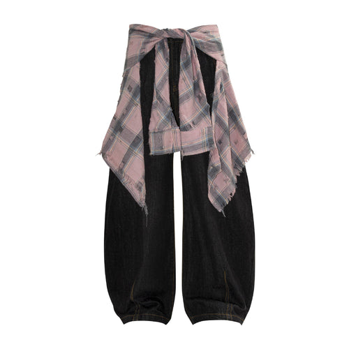 Deconstructed Design  Loose Wide-Leg Jeans