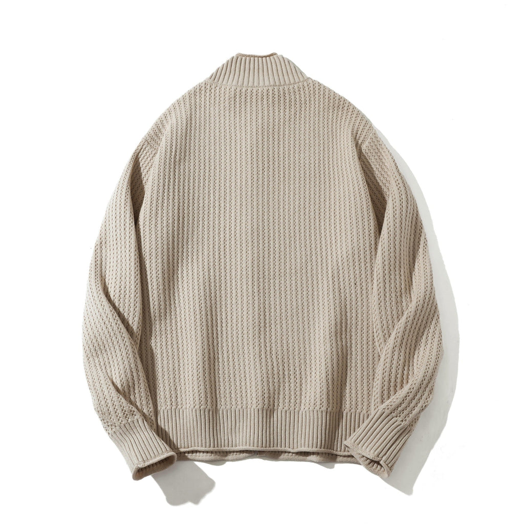 Solid Color Knit Texture Loose Casual Sweater Coat