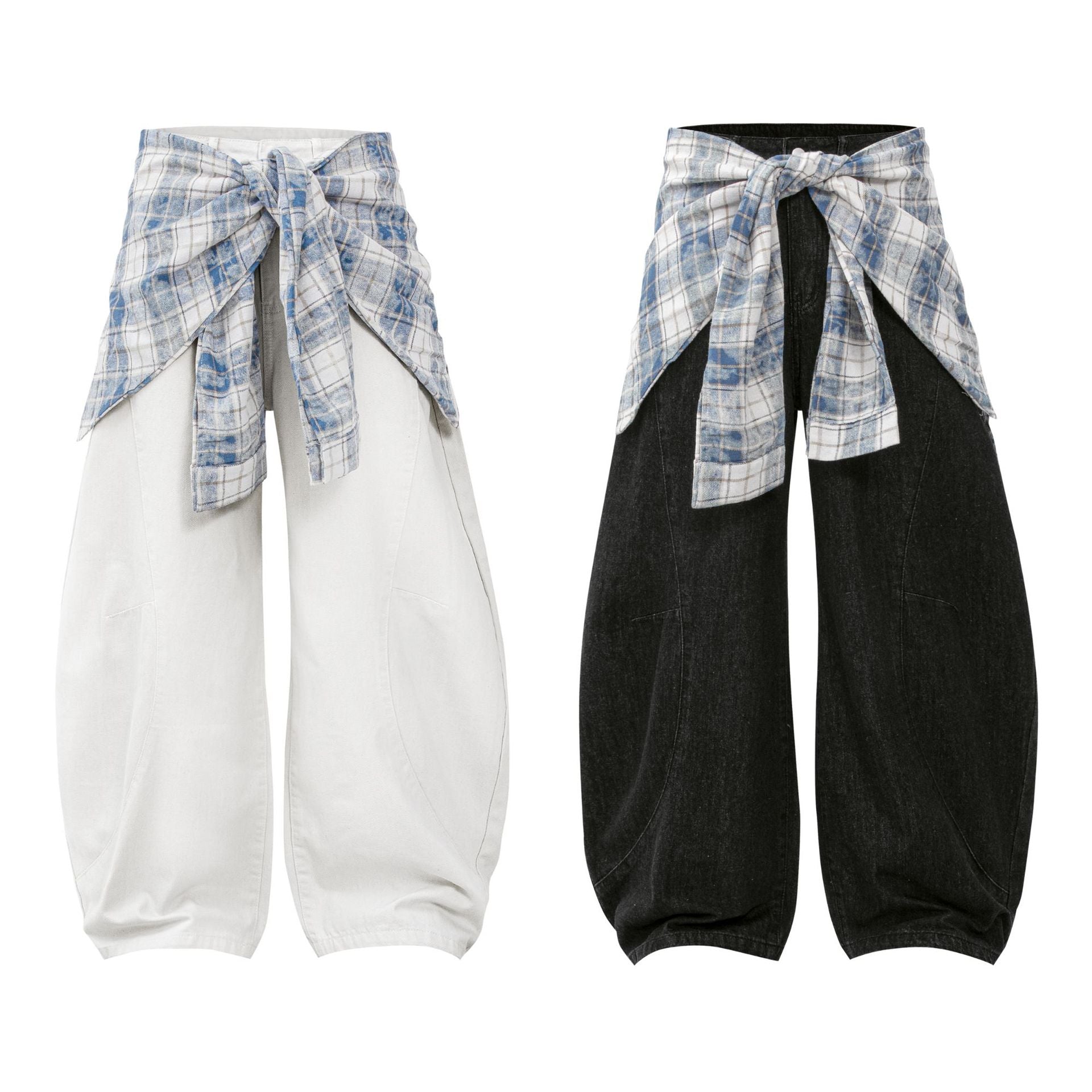 Street Style Vintage Design  Loose Cut-Off Jeans