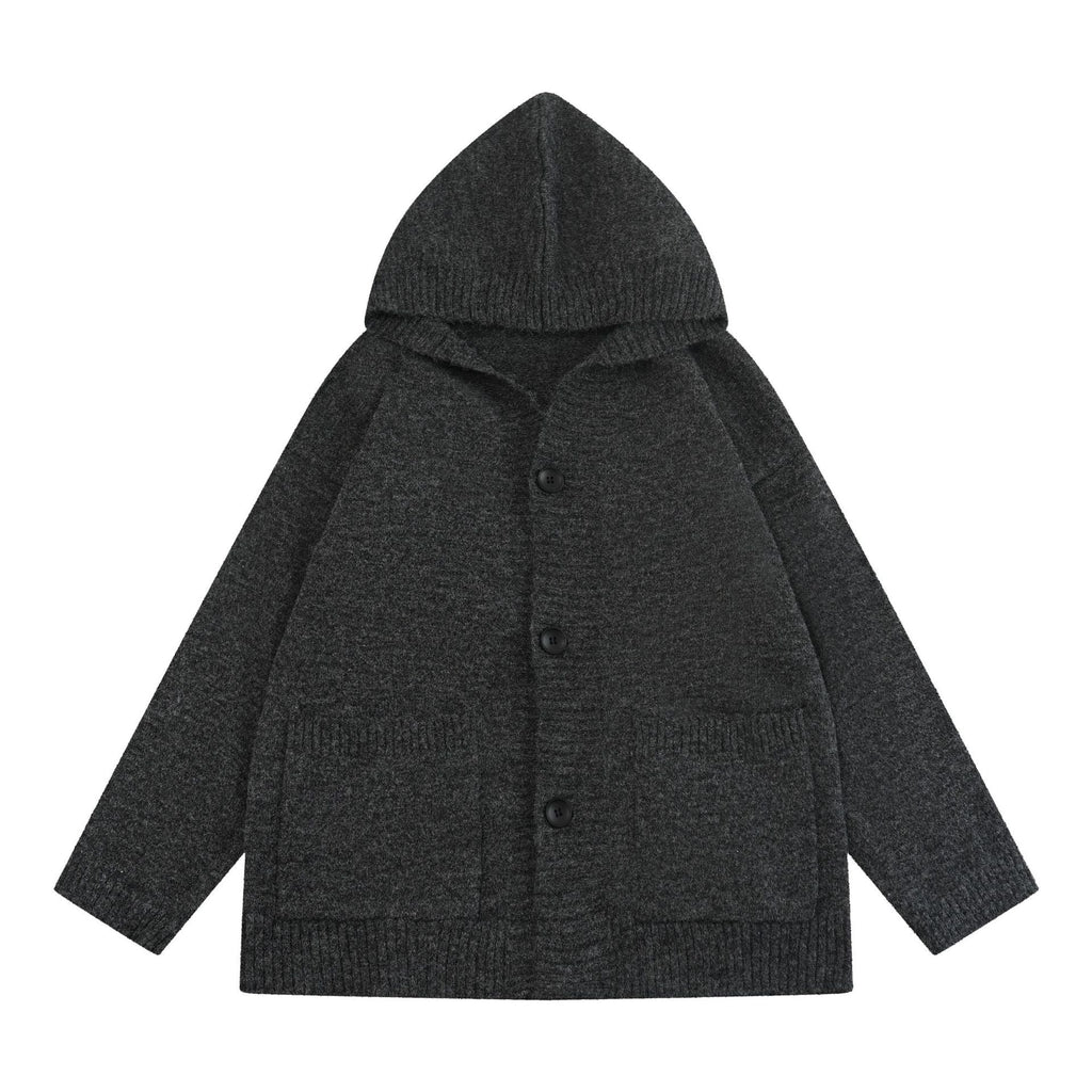 Open Front Cardigan Coat Loose Lazy Style Hooded Sweater