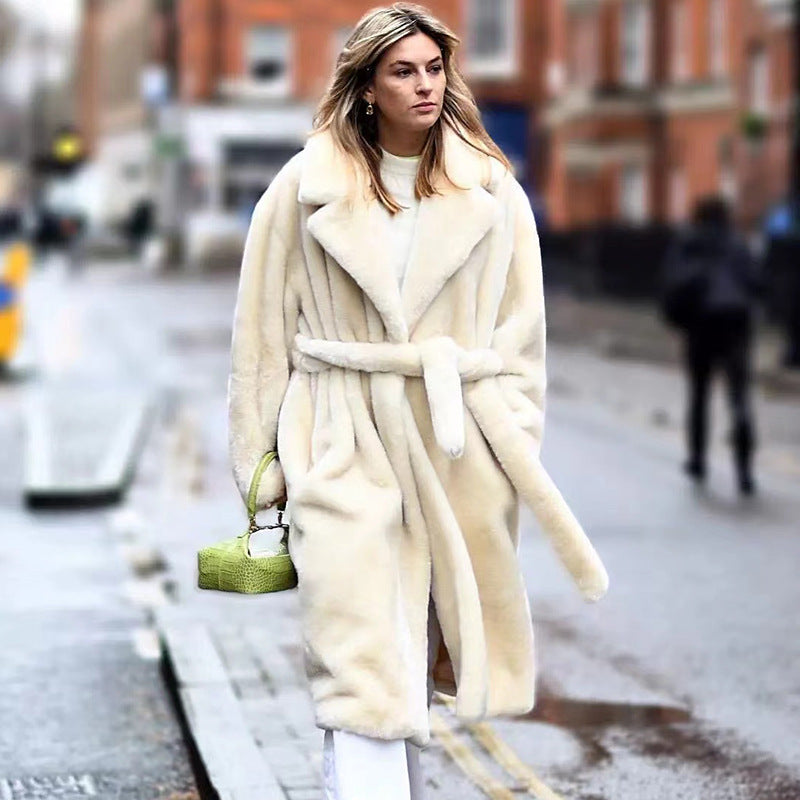 Imitation fur cotton coat thick plush women's coat