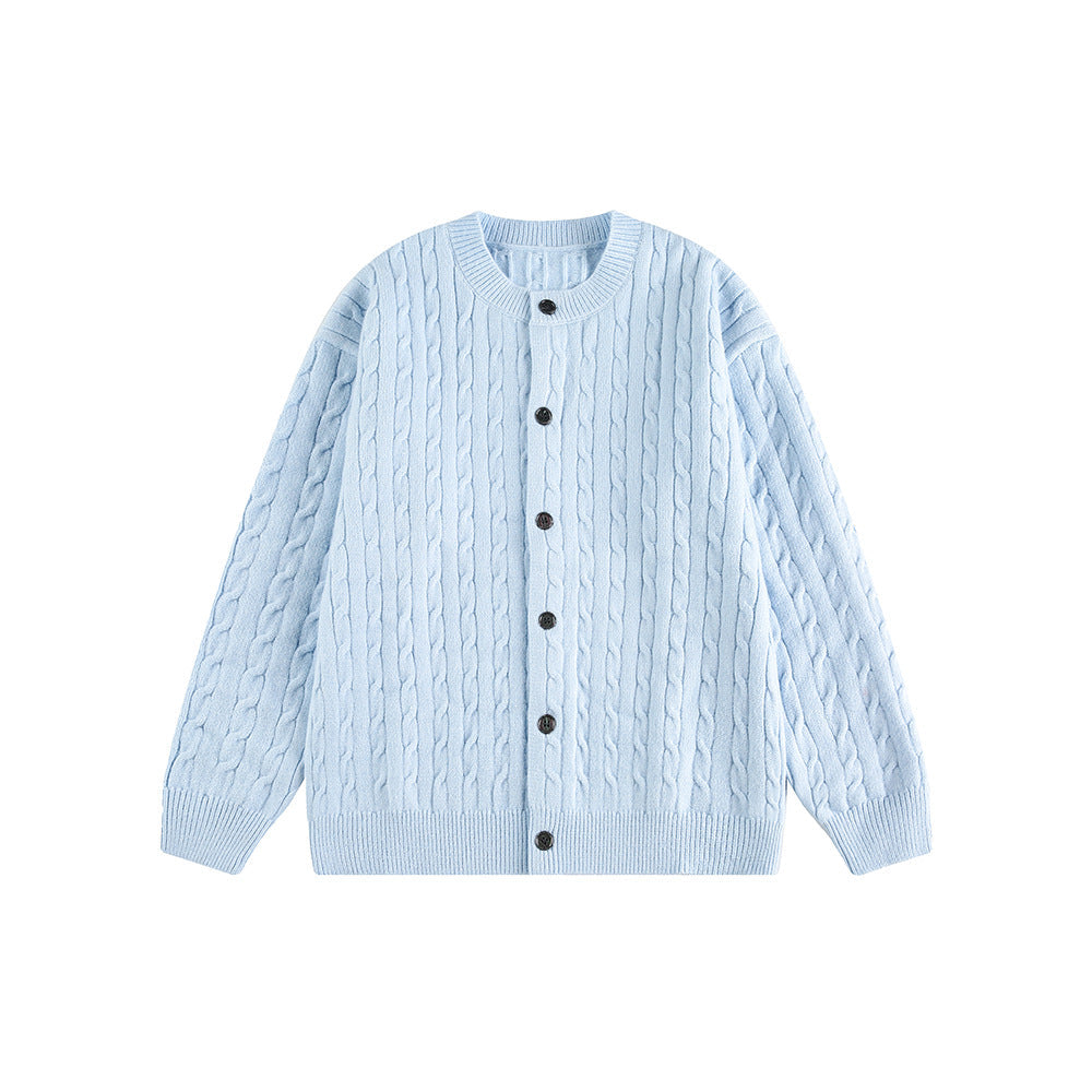 Knitted Cardigan Coat in  Braided Loose Casual Style