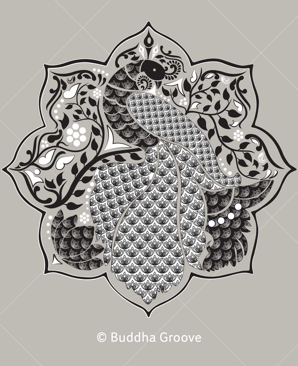 Peacock Lotus Mandala Tunic Tee, Made in USA